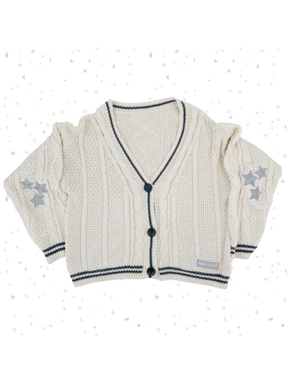 Taylor Swift Folklore The Cardigan OG 2020 Silhouette Cream Knit Top Size XS-Sm